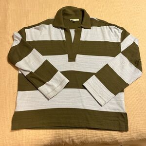 Madewell Green and White Casual Button Down Shirt